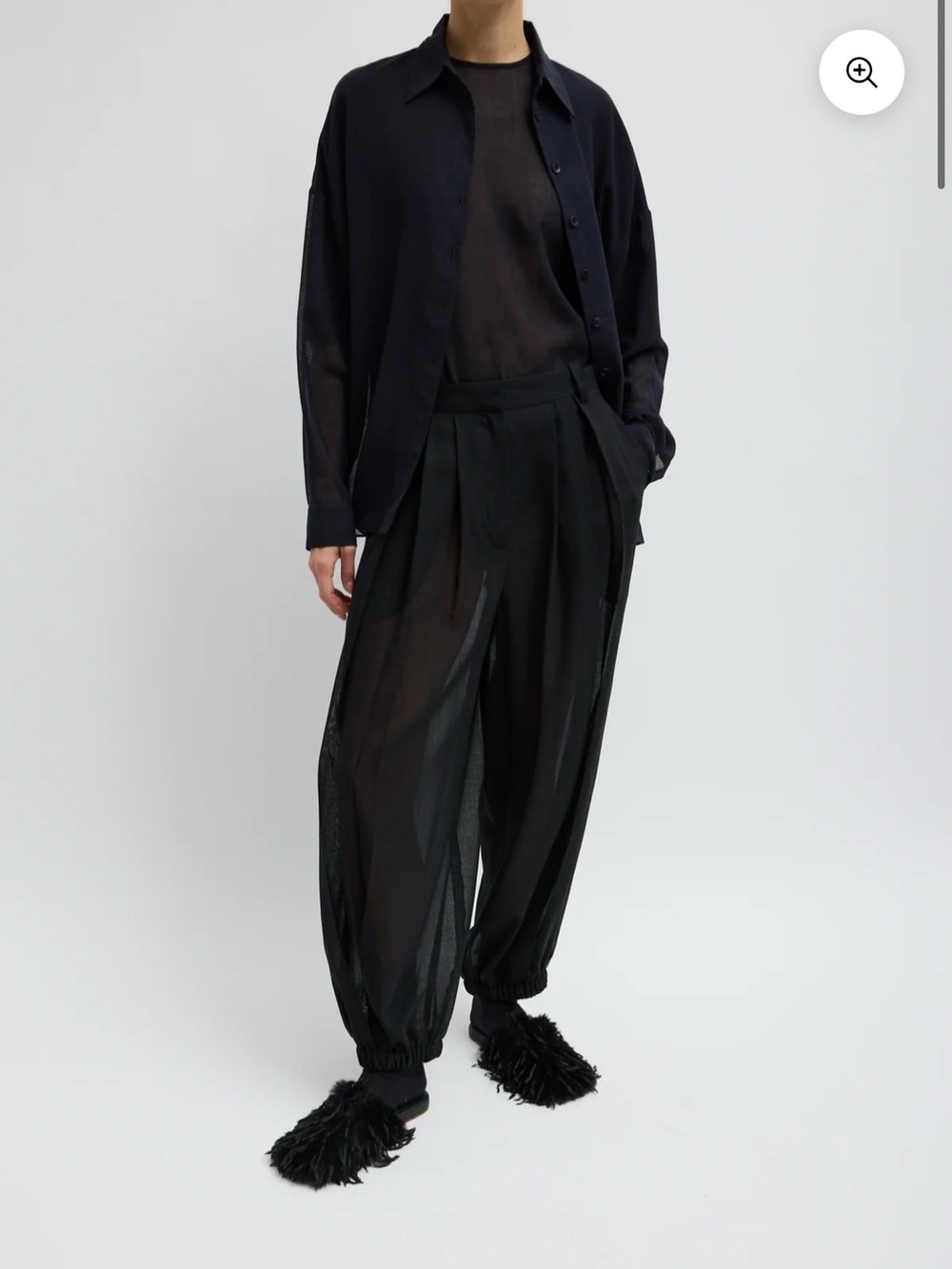 Tibi Sheer Wool Gauze Pleated Balloon Pant (NWT)